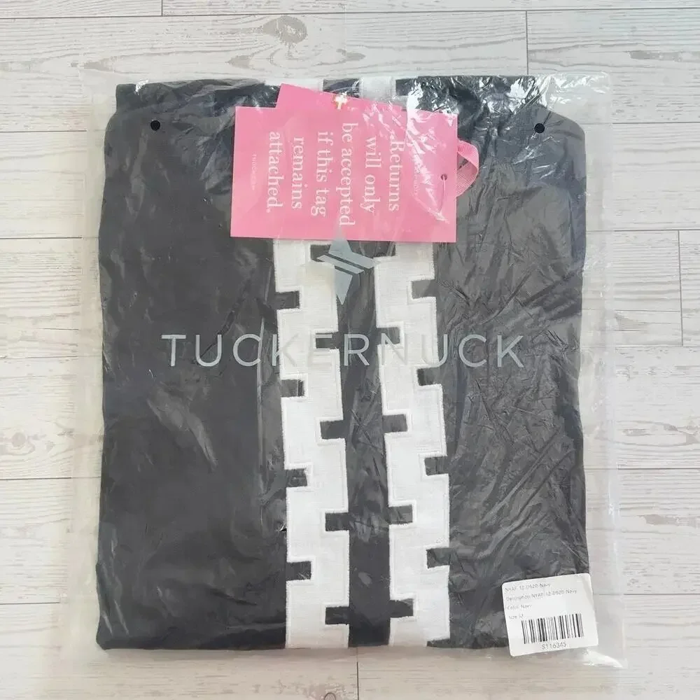 Tuckernuck Atlantic Pacific Embroidered Hartman Linen Dress Navy & White Size M - Picture 2 of 4